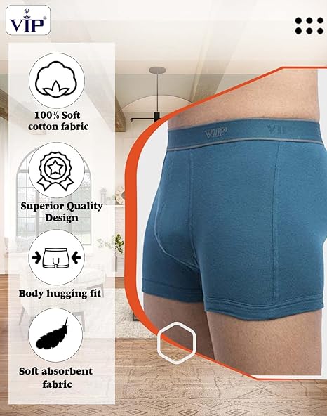 VIP Men's Regal Collection 100% Cotton 1x1 Rib Trunk Pack of 1 (1301_White_Assorted)