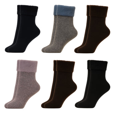 Btag Warm Woolen Fur Socks For Women For Winters WithOut Thumb | Cozy Winter Essentials | Made with Thermal Control Technology & Extra Cushioning For a Warmth & Cozy Feel (Assorted_Free Size_PO6)