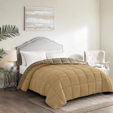 Btag Microfiber Reversible AC Comforter or Blanket for Double Bed | Ultra Soft, Lightweight, Cozy Bedding & Dual Colour All Weather Duvet 500 GSM–Ideal for Home, Bedroom&Guest Rooms(French Roast)