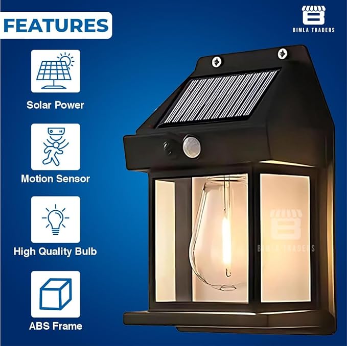 Bimla Traders Solar Wall Lights Outdoor Motion Sensor Auto Chargeable