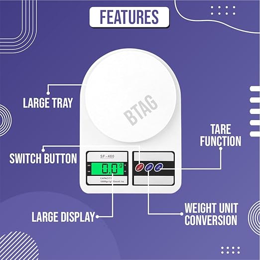 Btag Digital Kitchen Food Weighing Scale For Healthy Living, Home Baking, Cooking, Fitness & Balanced Diet.