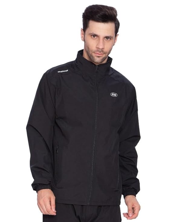Btag Men's Winter Solid Polyester Full Zip Sportswear Regular Fit Jacket, Pack of 1