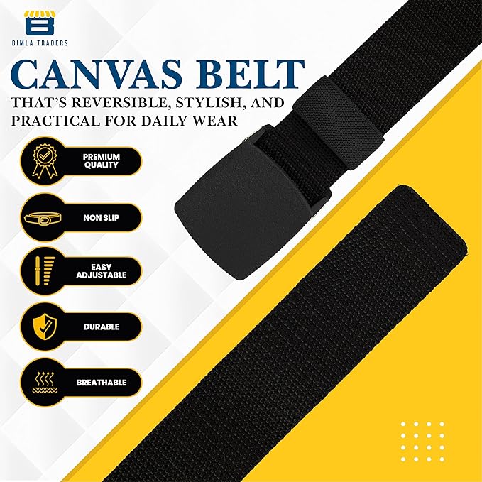 BTfash Men's Canvas Reversible Waist Belt, Fits on upto 40 Inches Waist Size | Pack of 1 |
