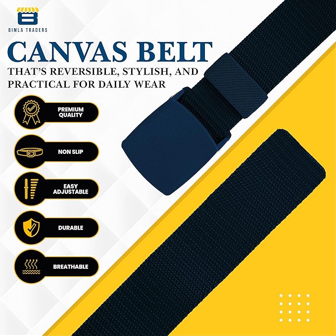BTfash Men's Canvas Reversible Waist Belt, Fits on upto 40 Inches Waist Size | Pack of 1 |