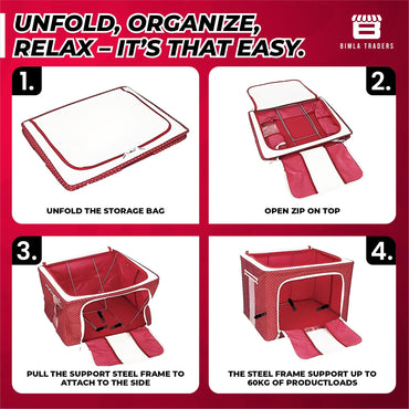 Crae Clothes, Foldable Clothes Storage Baskets for Wardrobe, Books, Saree, Shirts, Stationery Paper, Document Toy, with Handles |