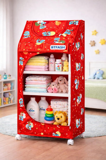 Bimla Traders Baby Almirah Kids Storage Organizer for Clothes,Books,Shoes,Toys Wardrobe for Multipurpose Collapsible
