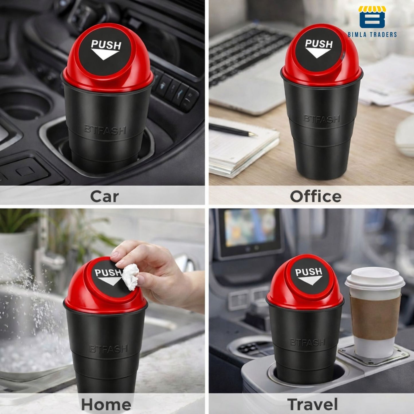 Bimla Traders Portable Mini Trash Bin for Car, Office, Home & Travel | Compact Garbage Organizer for Vehicle, Desk, Table & Kitchen | Car Accessories