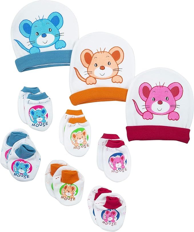 BTfash Newborn Baby Soft Mitten Set with Booties and Cap