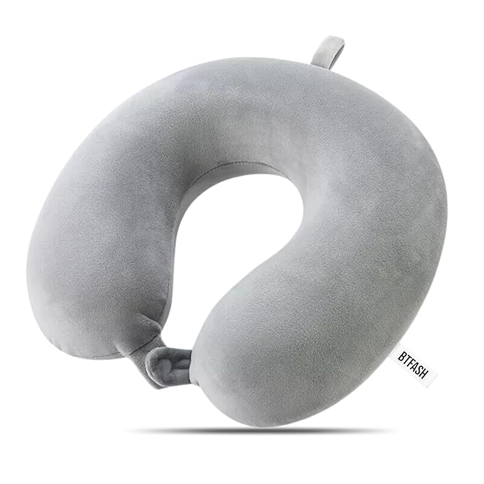 BTfash Premium Memory Foam Neck Pillow for Travel, Sleep & Support - Soft & Comfortable - Ideal for Home, Office & Car Use