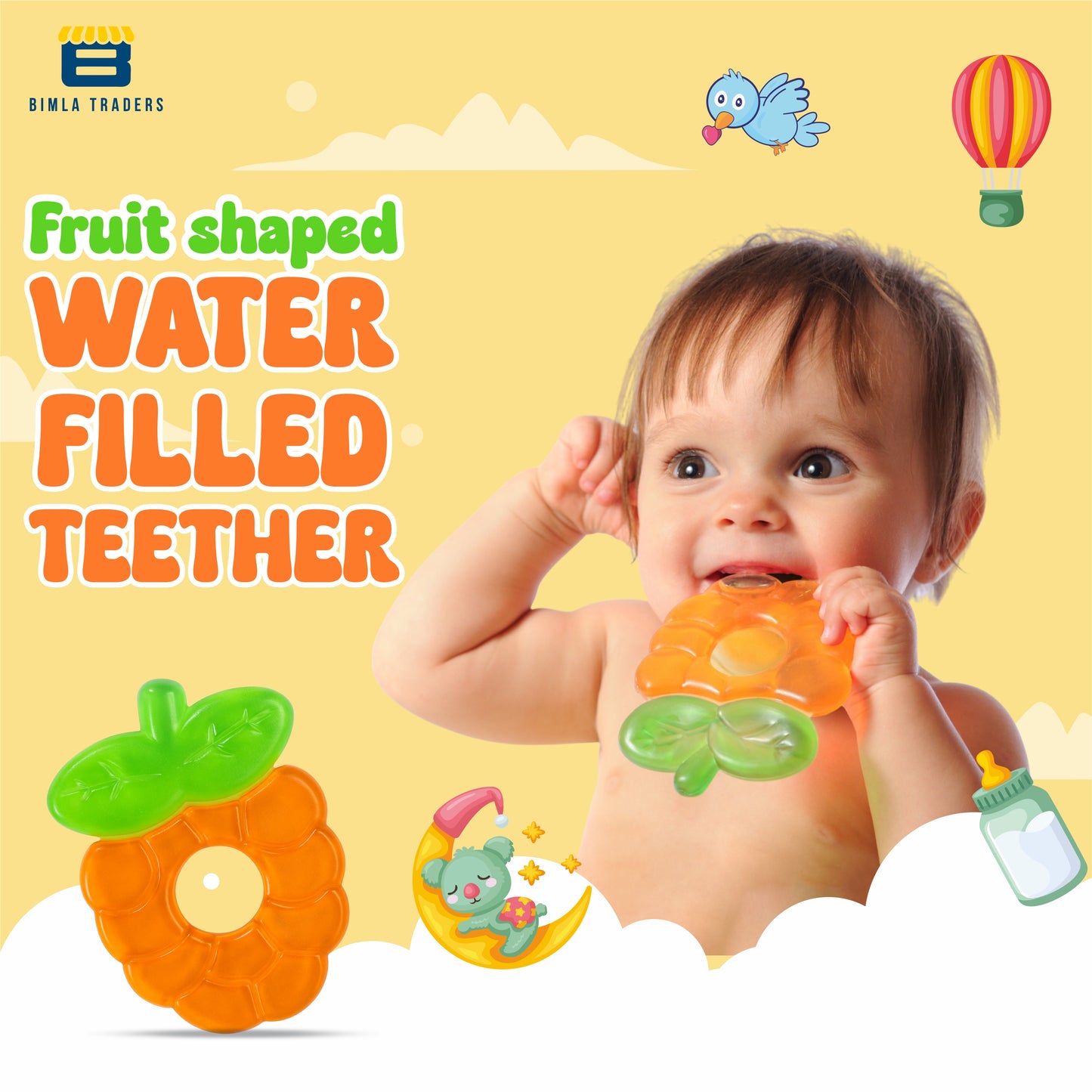 BTfash Baby Water Filled Silicone Cooling Teether | Soft Teething Toy for Babies | Soothes Gums and Easy to Grip | Non-Toxic Food Grade Bpa-Free for Toddlers, Infants | Design May Vary