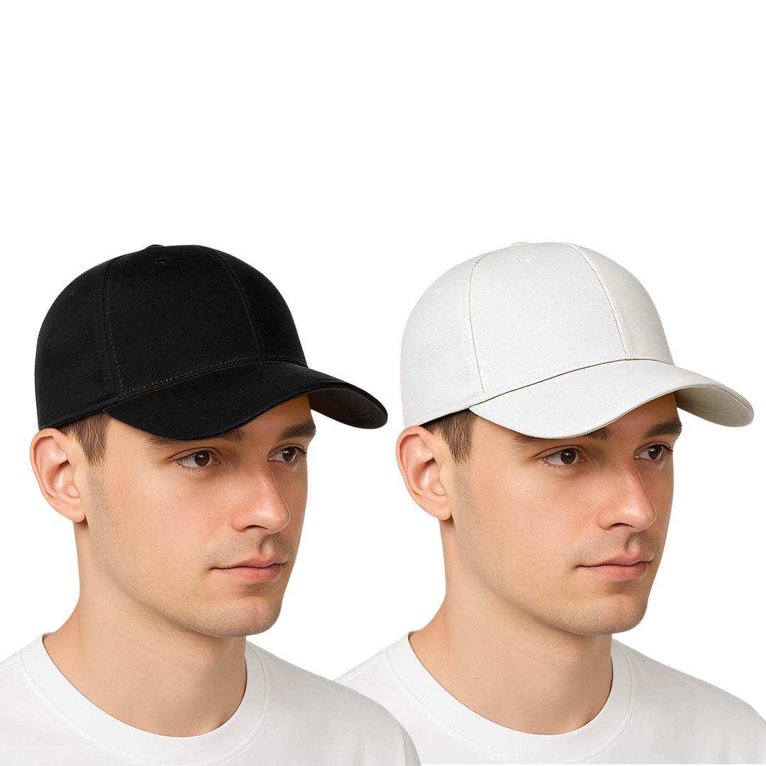 Btag Classic Plain Adjustable Baseball Cap for Men and Women, Unisex Cap for All Seasons (Pack of 2)