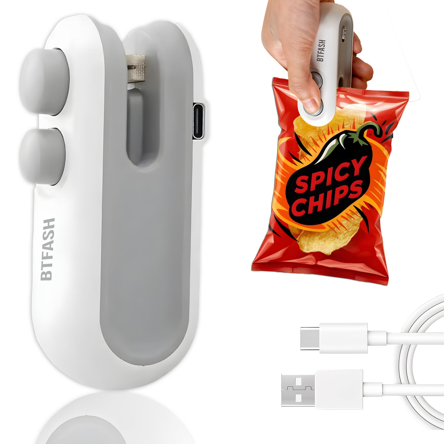 BTfash USB Rechargeable Mini Bag Sealer – Portable Heat Sealer for Plastic & Snack Bags with Safety Lock, Compact & Lightweight – Ideal for Kitchen Storage, Travel & Home Use. Pack of 1
