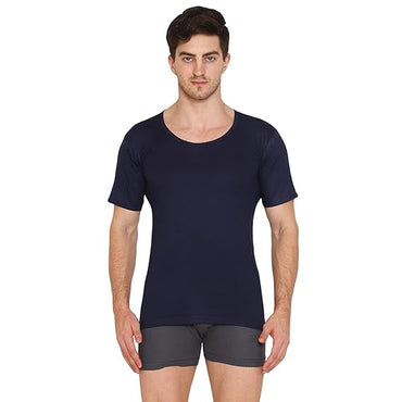 VIP Supreme Mens Round Neck Half Sleeve Cotton Vest. Pack of 1 (White/Assorted)