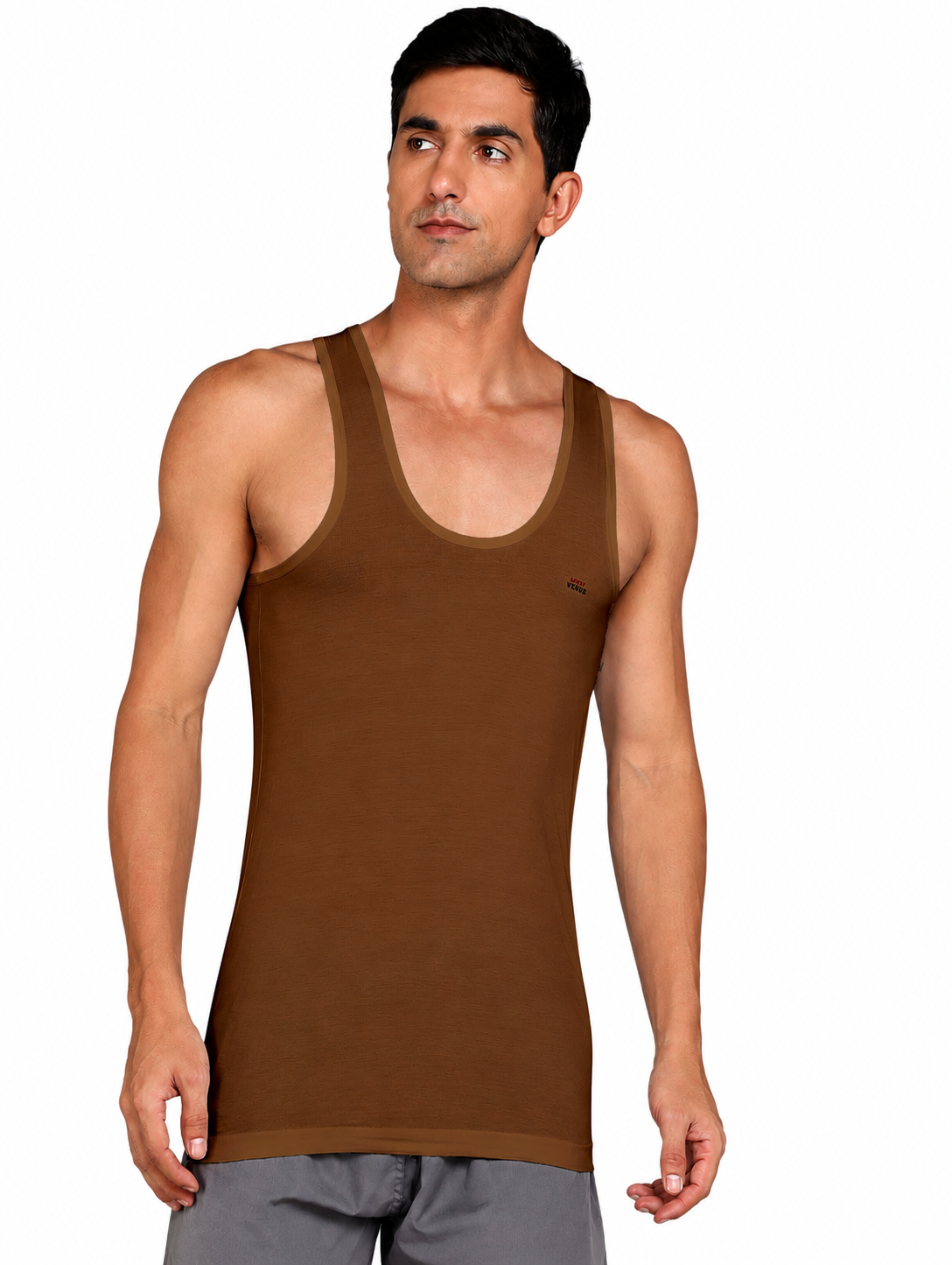 LUX VENUS Men's Round Neck Sleeveless Cotton Vest (Assorted, Pack of 1)
