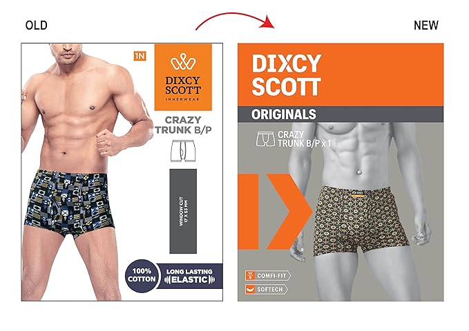Dixcy Scott Men's Cotton Originals Trunk Snug Fit Solid Innerwear