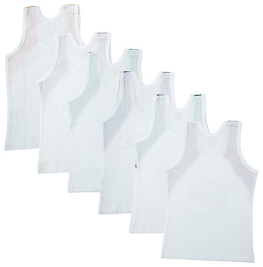 Dowin Sleeveless Printed Cotton Vest for Kids Boys (Pack of 6)