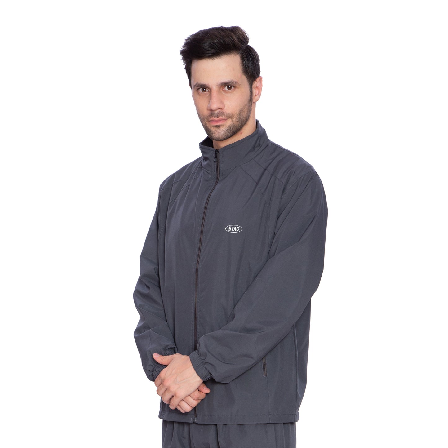 Btag Men's Winter Solid Polyester Full Zip Sportswear Regular Fit Jacket, Pack of 1