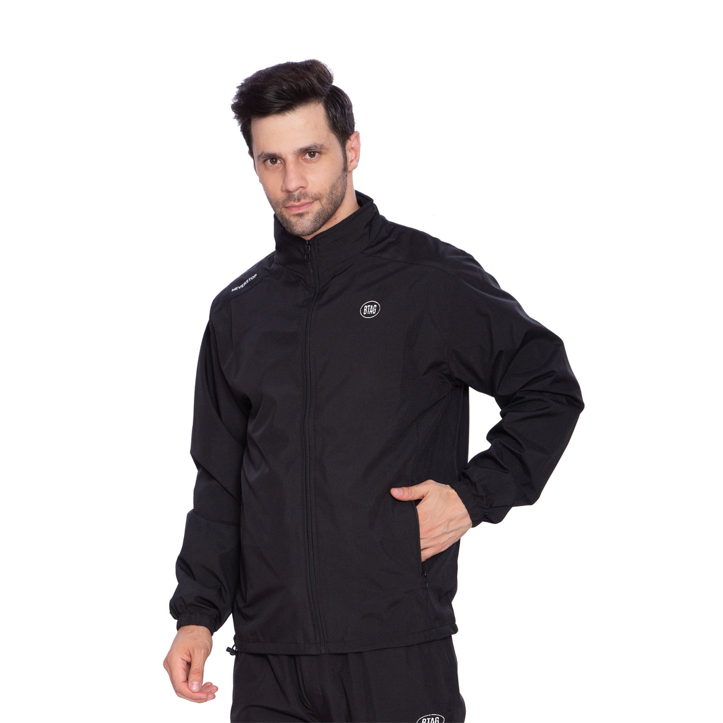 BTfash Men's Winter Solid Polyester Full Zip Sportswear Regular Fit Jacket, Pack of 1