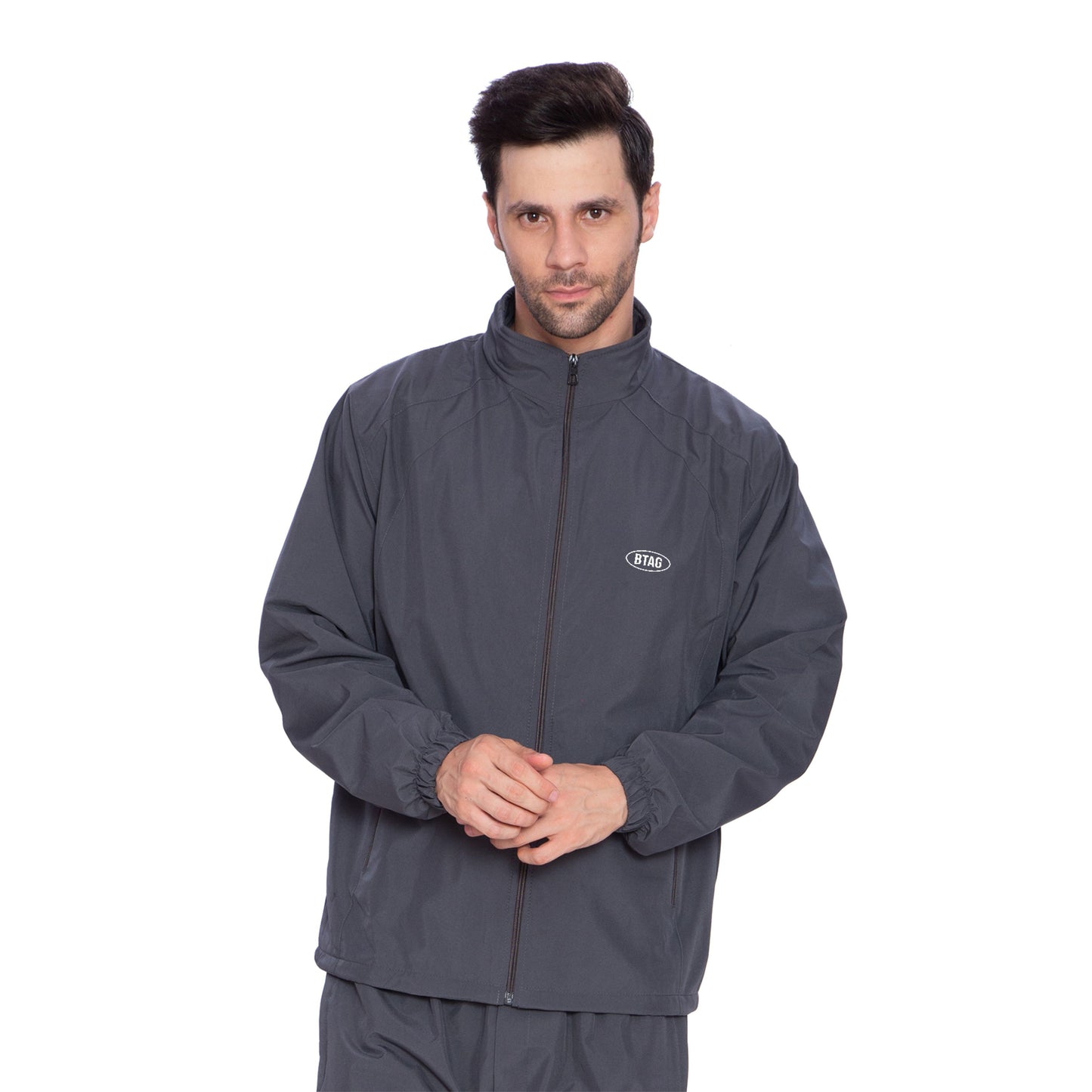 Btag Men's Winter Solid Polyester Full Zip Sportswear Regular Fit Jacket, Pack of 1