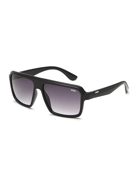 IDEE 100% UV protected sunglasses for men with Black polycarbonate frame | Size - Large with Grey colored lens
