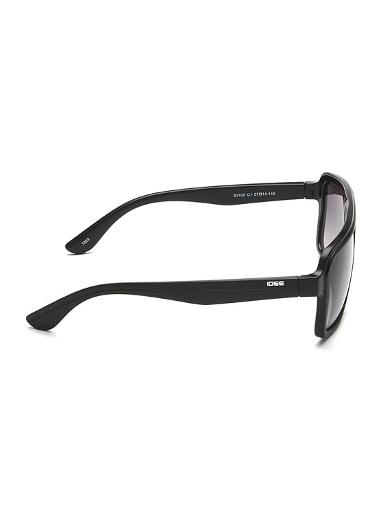 IDEE 100% UV protected sunglasses for men with Black polycarbonate frame | Size - Large with Grey colored lens