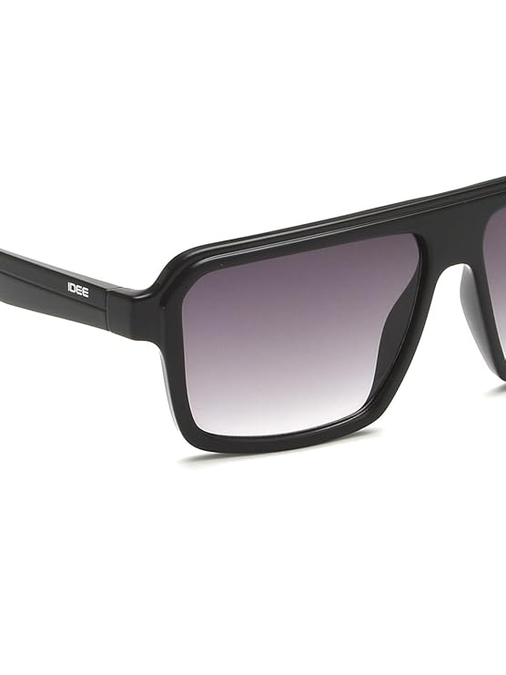 IDEE 100% UV protected sunglasses for men with Black polycarbonate frame | Size - Large with Grey colored lens