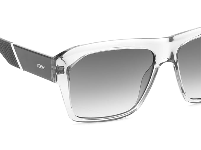 IDEE 100% UV protected sunglasses for Men with Shiny Crystal Grey Polycarbonate frame | Size - Large with Greycolored lens