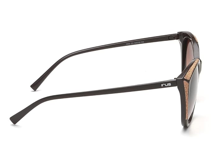 IRUS 100% UV protected sunglasses for Women | Size- Medium | Shape- Cat Eye | Model- IRS1094C2SG (Black)