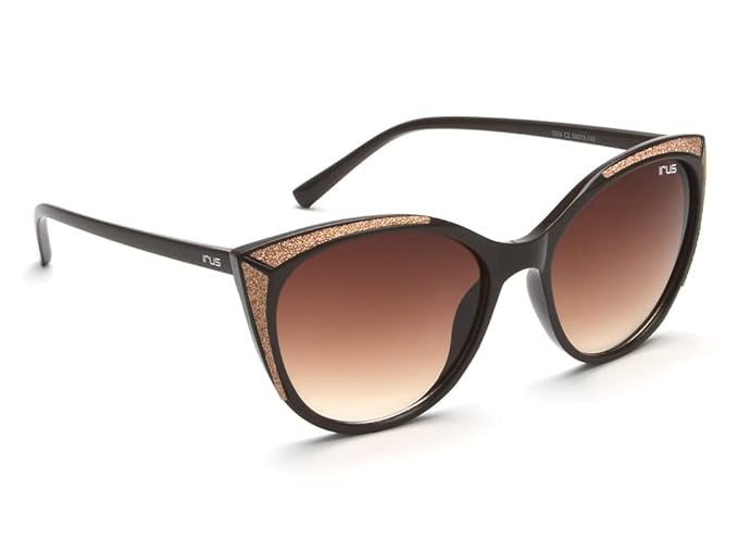 IRUS 100% UV protected sunglasses for Women | Size- Medium | Shape- Cat Eye | Model- IRS1094C2SG (Black)