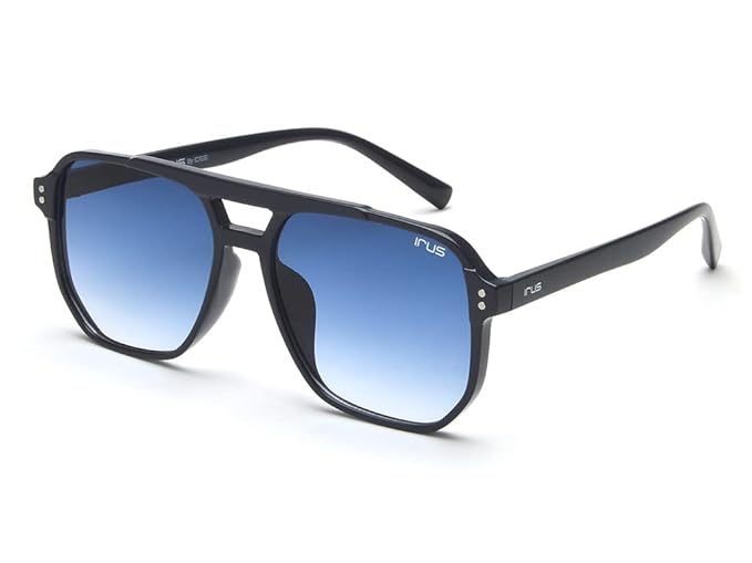 IRUS 100% UV protected sunglasses for Men | Size- Large | Shape- Square | Model- IRS1107C3SG (Black)