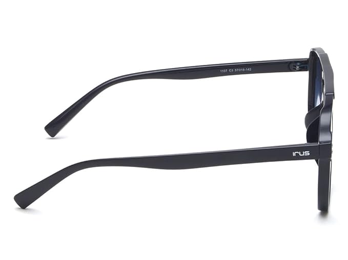 IRUS 100% UV protected sunglasses for Men | Size- Large | Shape- Square | Model- IRS1107C3SG (Black)