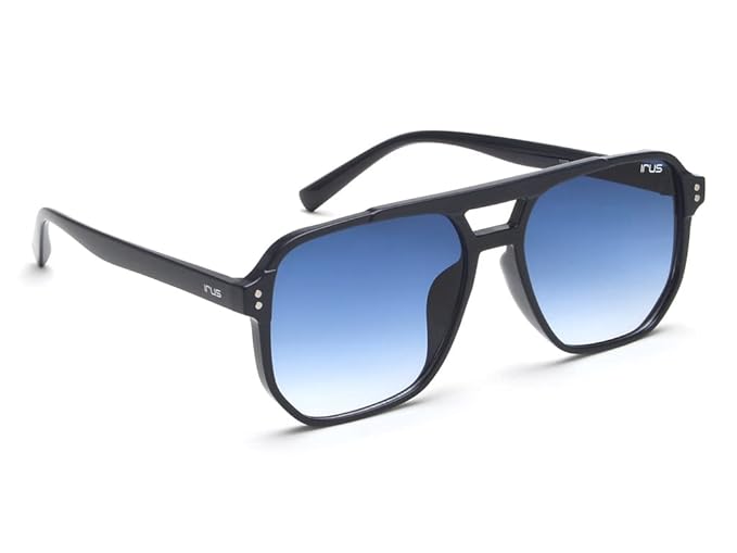 IRUS 100% UV protected sunglasses for Men | Size- Large | Shape- Square | Model- IRS1107C3SG (Black)