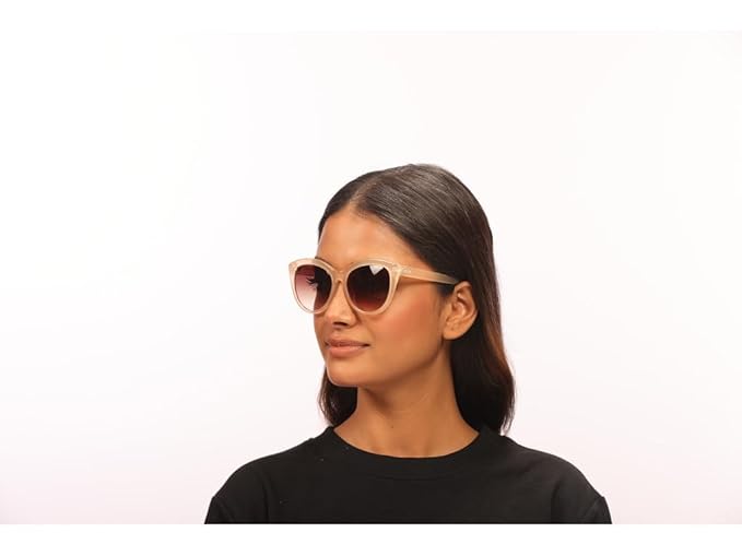 IRUS Uv Protected Sunglasses For Women | Size- Medium | Shape- Cat Eye | Model- Irs1207C4Sg, Beige