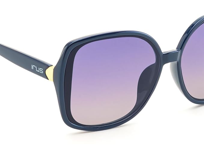 IRUS Uv Protected Sunglasses For Women | Size- Large | Shape- Square | Model- Irs1213C3Sg, Blue