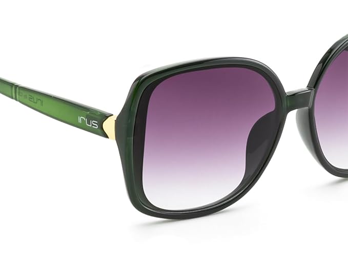 IRUS 100% UV protected sunglasses for Women | Size- Large | Shape- Square | Model- IRS1213C4SG (Green)