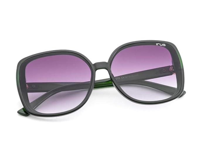 IRUS 100% UV protected sunglasses for Women | Size- Large | Shape- Square | Model- IRS1213C4SG (Green)