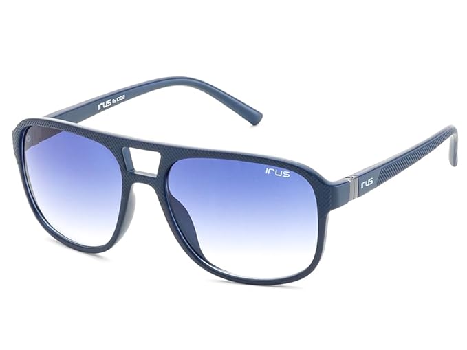 IRUS 100% UV protected sunglasses for Men | Size- Large | Shape- Square | Model- IRS1223C3SG (Blue)