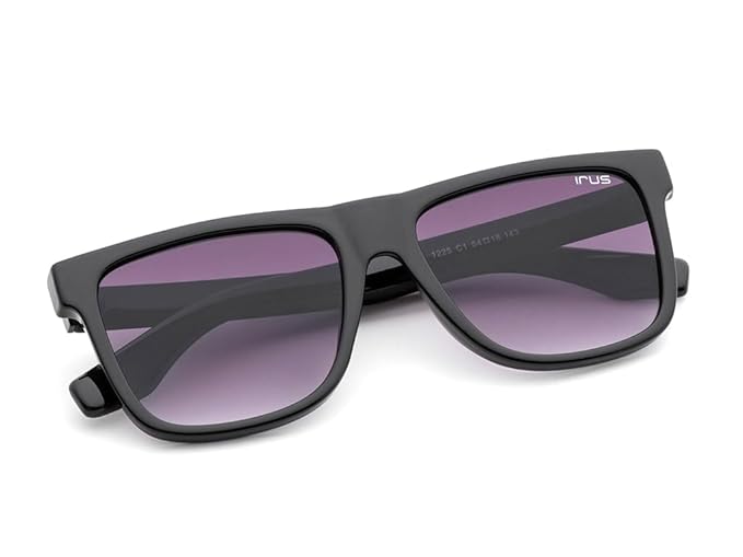 IRUS Uv Protected Sunglasses For Men | Size- Medium | Shape- Square | Model- Irs1225C1Sg, Black