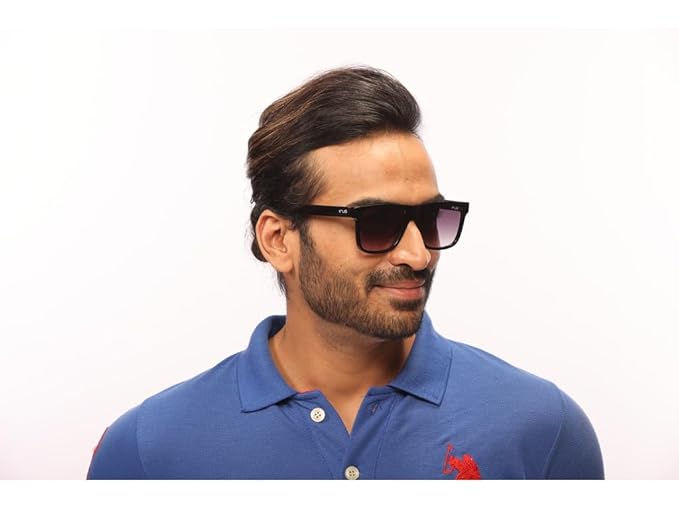 IRUS Uv Protected Sunglasses For Men | Size- Medium | Shape- Square | Model- Irs1225C1Sg, Black