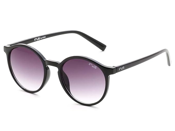 IRUS 100% UV protected sunglasses for Men | Size- Small | Shape- Round | Model- IRS1226C1SG (Black)