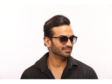IRUS 100% UV protected sunglasses for Men | Size- Small | Shape- Round | Model- IRS1226C1SG (Black)