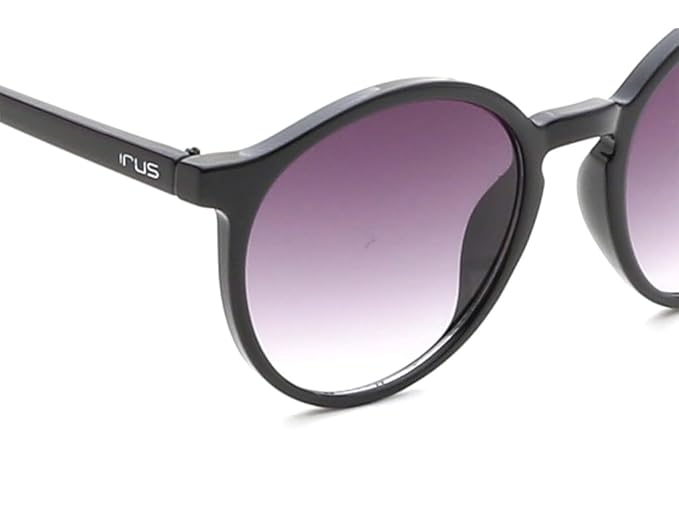 IRUS 100% UV protected sunglasses for Men | Size- Small | Shape- Round | Model- IRS1226C1SG (Black)