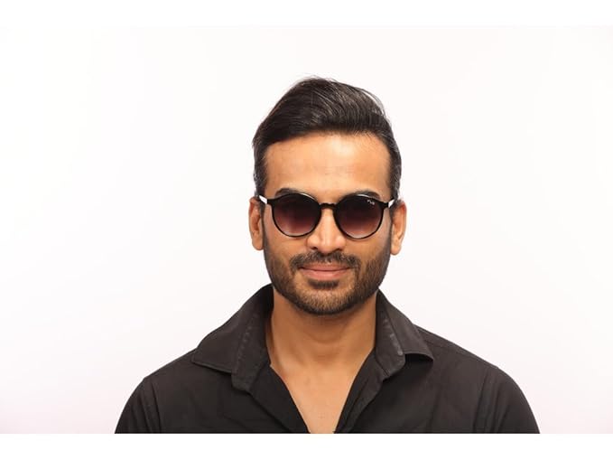 IRUS 100% UV protected sunglasses for Men | Size- Small | Shape- Round | Model- IRS1226C1SG (Black)