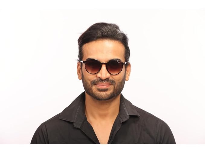 IRUS Uv Protected Sunglasses For Men | Size- Small | Shape- Round | Model- Irs1226C2Sg, Brown