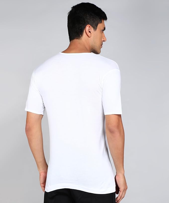 LUX VENUS Men's Round Neck Half Sleeve Cotton Vest Pack of 3