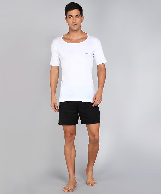 LUX VENUS Men's Round Neck Half Sleeve Cotton Vest Pack of 3