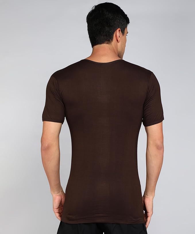 LUX VENUS Men's Round Neck Half Sleeve Cotton Vest Pack of 1 Assorted