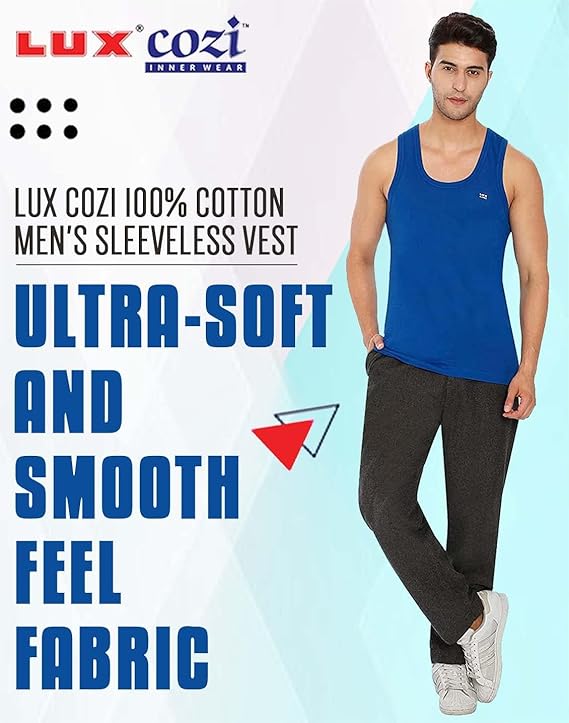 Lux Cozi 100% Cotton Men's Sleeveless Vest Pack of 4