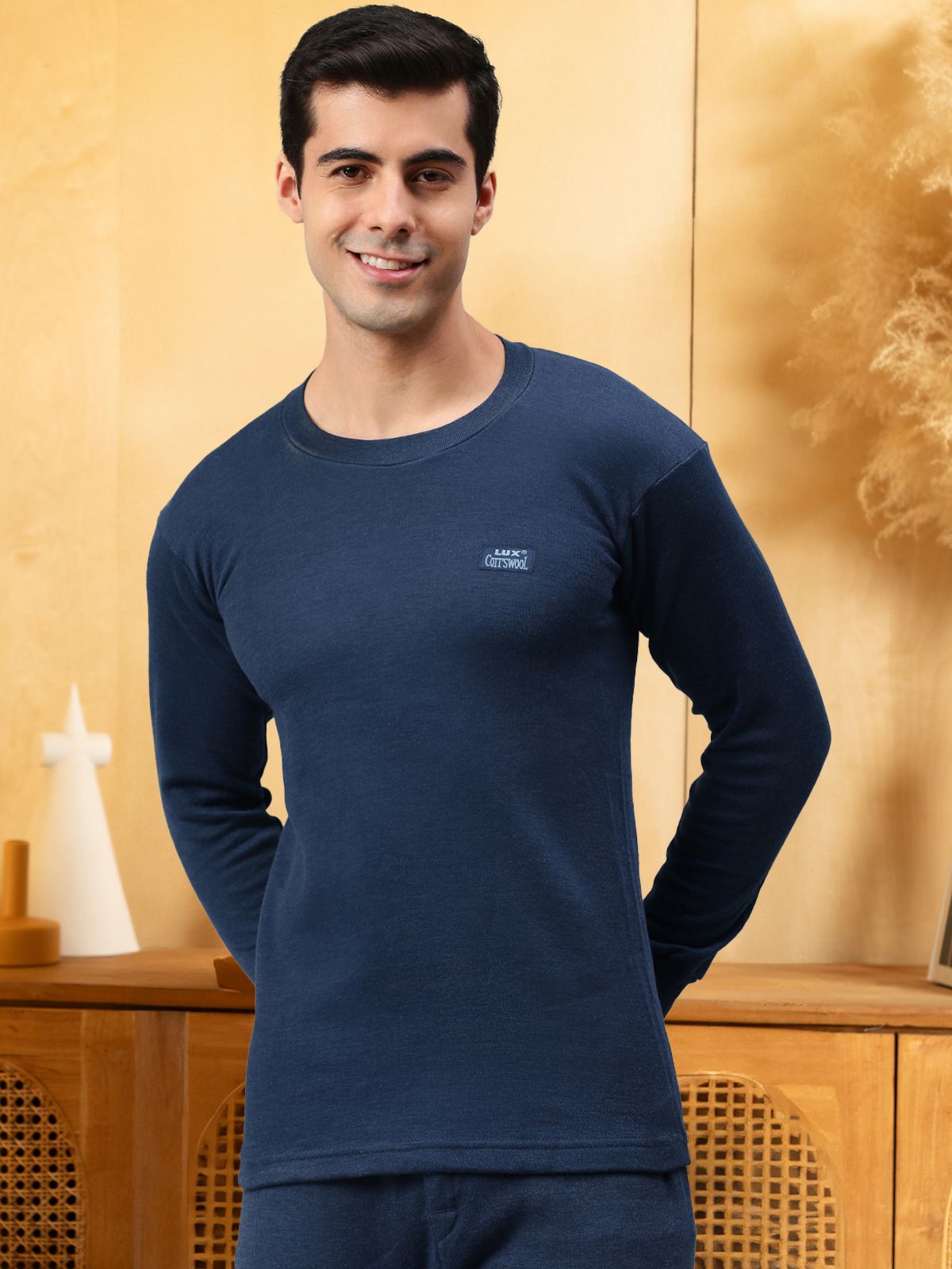 Lux Cottswool Men's Cotton Round Neck Thermal Top