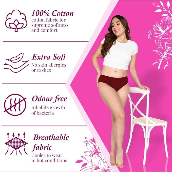 Lux Women's Cotton Regular Solid Hipster Panties (Pack of 5)